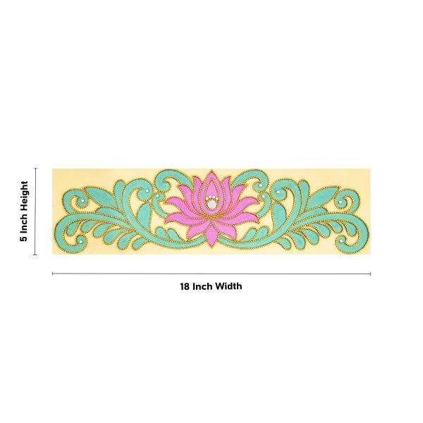 Rangoli Sticker - 5 x 18 Inches | Lotus Design Kolam Sticker  Velvet Muggu Sticker for Pooja  40 Gms Approx Online now