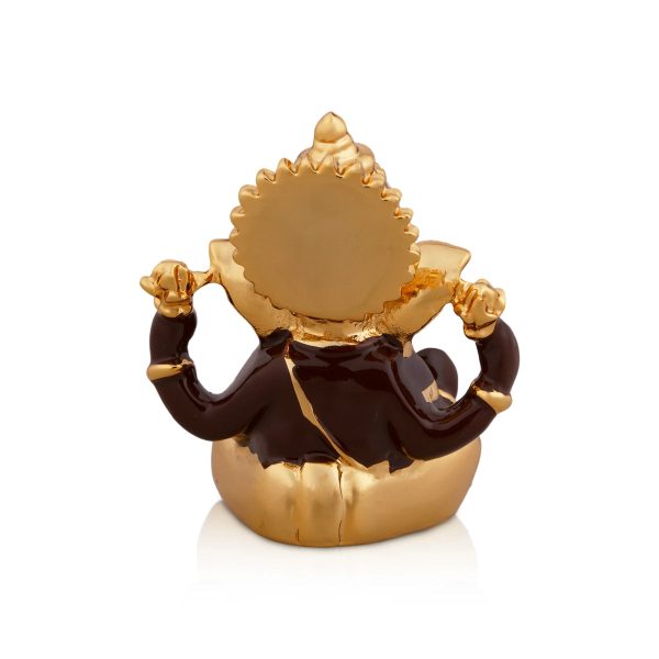 Ganesh Murti - 2.5 x 1.75 Inches | Metal Gold Polish Ganpati Statue  Sitting Ganesh Idol for Pooja Sale