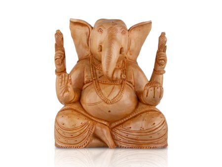 Big Ear Ganesh Murti - 6 x 5.5 Inches | Wooden Statue  Ganapati Idol  Vinayagar Statue for Home Decor For Discount