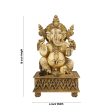 Ganesh Murti - 10 x 6 Inches | Marble Dust Murti  Gold Antique Polish Ganapati Idol Sitting On Chowki for Pooja Online