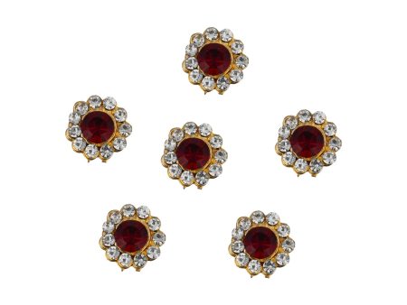 Stone Pottu Set | 6 Pcs  Stone Tilak  Stone Bindi  Stone Jewellery for Deity Decor  Assorted Colour Fashion