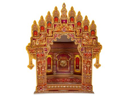 Ganpati Decoration Mandir - 11 x 9 Inches | Copper Temple Design Paper Mandir  Eco Friendly Mandir Decoration Hot on Sale