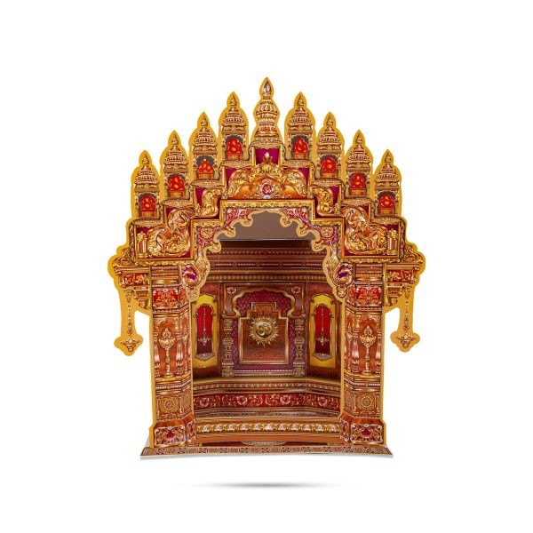 Ganpati Decoration Mandir - 11 x 9 Inches | Copper Temple Design Paper Mandir  Eco Friendly Mandir Decoration Hot on Sale