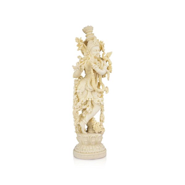 Krishna Murti - 15 x 4 Inches | Marble Dust Murti  Standing Krishna Statue for Pooja For Cheap