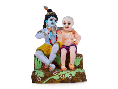 Krishna and Sudama Clay Golu Bommai - 10 x 7 Inches | Giri Golu Doll  Navaratri Golu Bomma Gombe Bommai Supply