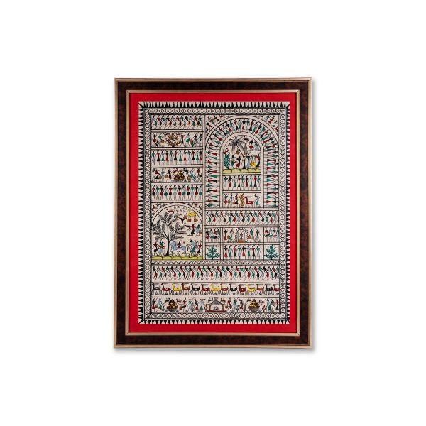 Pattachitra Painting Frame - 22 x 16 Inches | Tribal Design Hand Painted Frame  Patachitra Painting for Home Online now