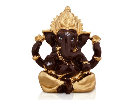 Ganesh Murti - 2.5 x 1.75 Inches | Metal Gold Polish Ganpati Statue  Sitting Ganesh Idol for Pooja Sale