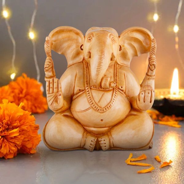 Big Ear Ganesh Murti - 5 x 5 Inches | Ganapati Idol  Wooden Statue  Vinayagar Statue for Home Decor Online now