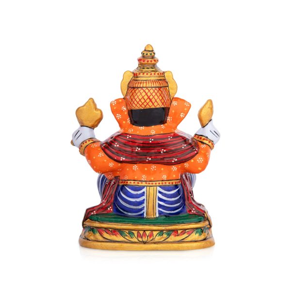 Ganesh Murti - 6 x 5 Inches | Aluminium Vinayagar Statue  Sitting Ganesha Statue  Painted Ganpati Murti for Pooja Hot on Sale