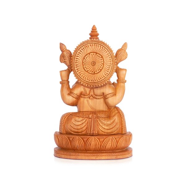 Ganesh Murti - 8 x 5.5 Inches | Wooden Statue  Ganapati Idol Sitting On Kamal Base  Vinayagar Statue for Pooja Online Hot Sale