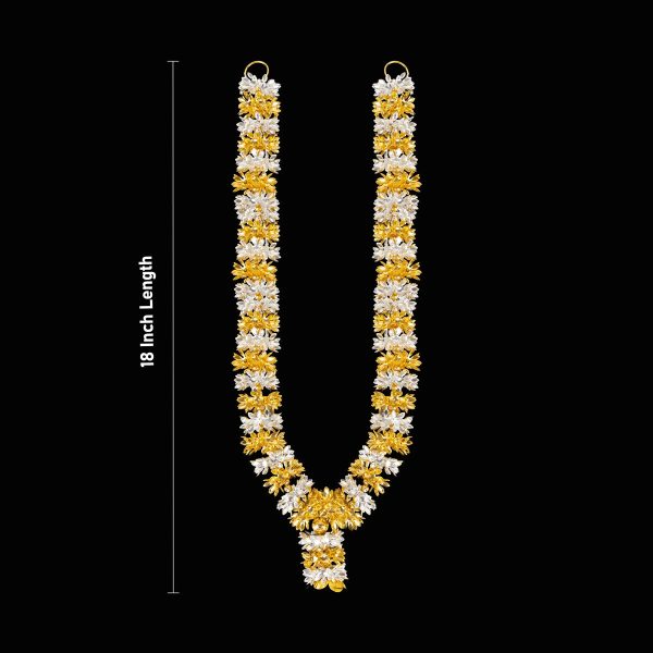 Artificial Flower Garland - 18 Inches | Silver & Gold Polish Lotus Design Artificial Mala for Decoration Online now