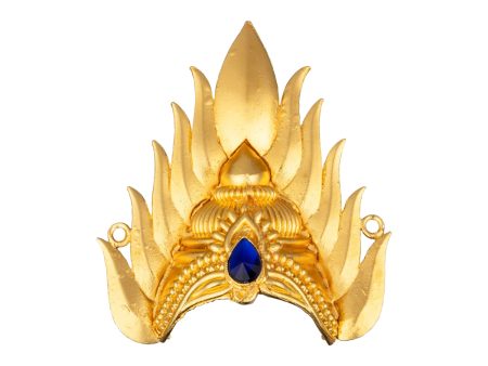 Half Kireedam - 4 x 3.5 Inches | Gold Polish Half Kiridam  Sudar Design Mukut  Single Stone Half Crown for Deity Supply