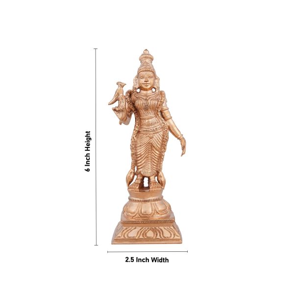 Meenakshi Amman Statue - 6 x 2.5 Inches | Panchaloha Statue  Standing Meenakshi Amman Idol for Pooja  440 Gms For Discount