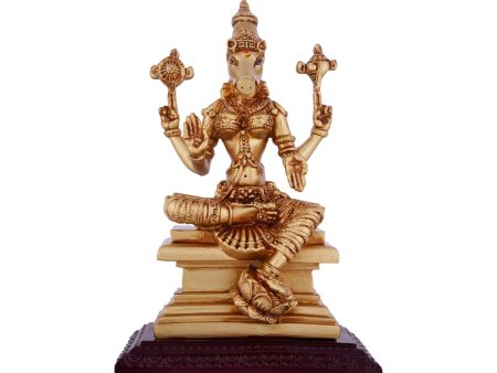 Varahi Amman Statue Sitting On Base - 7.5 x 5 Inches | Resin Statue  Gold Polish Varahi Idol for Pooja Online Hot Sale