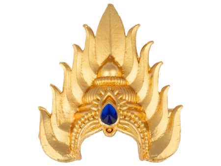 Half Kireedam - 2.5 x 2 Inches | Gold Polish Half Kiridam  Sudar Design Mukut  Single Stone Half Crown for Deity Fashion