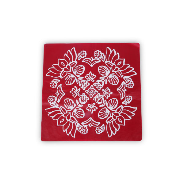 Maroon Kolam Sticker - 15 x 15 Inches | 2 Pcs  Rangoli Sticker for Pooja Room Decor  Assorted Design For Discount