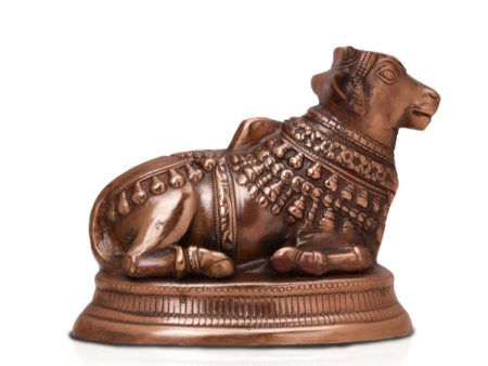 Nandi Statue - 8 x 9 Inches | Copper Idol  Copper Oxidised Nandhi Statue  Nandi Idol for Pooja Hot on Sale