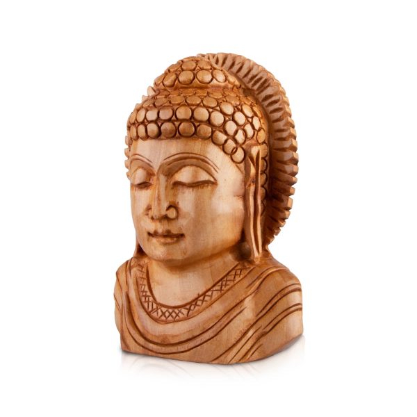 Buddha Bust Statue - 4 x 3 Inches | Wooden Statue  Buddha Idol  Buddha Murti for Pooja For Discount