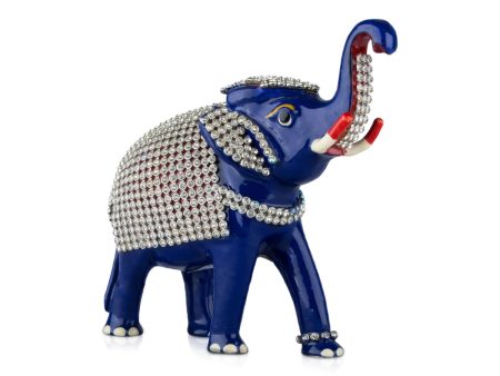 Painted Elephant Statue - 5 x 5.5 Inches | Aluminium Trunk Up Elephant Sculpture  Stone Elephant Idol for Home Supply