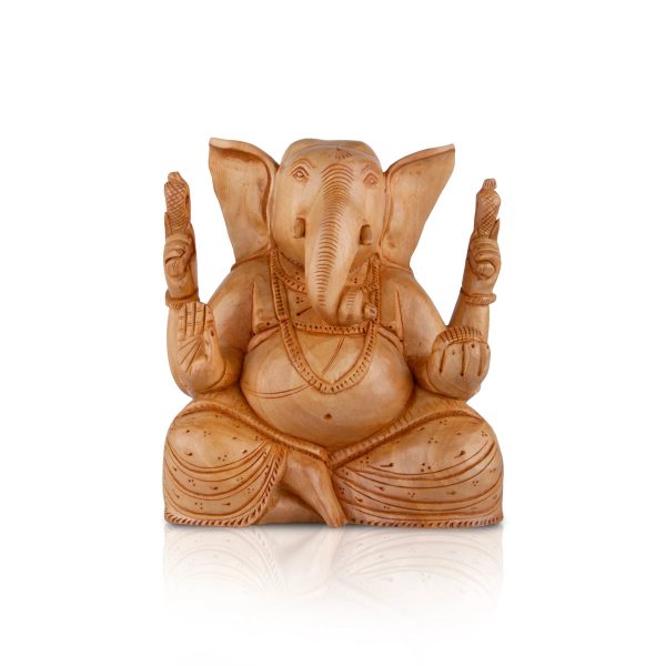 Big Ear Ganesh Murti - 4 x 4 Inches | Wooden Statue  Ganapati Idol  Vinayagar Statue for Home Decor Online Sale