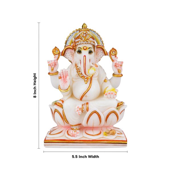 Ganesh Murti - 8 x 5.5 Inches | Vinayagar Statue  Marble Dust Murti  Painted Ganpati Statue for Pooja For Cheap