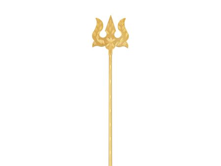 Trishul - 6.5 x 1.5 Inches | Gold Polish Astras  Metal Lord Shiva Trishul  Durga Trishul  Soolam for Deity Online now