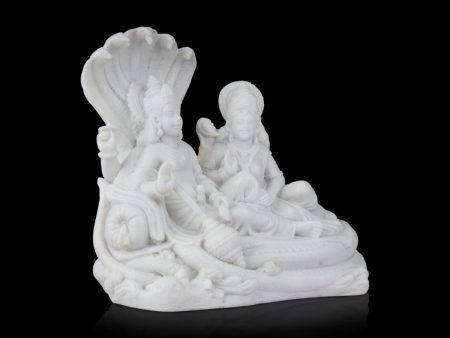 Laxmi Vishnu Murti - 8 x 6.5 Inches | Marble Dust Murti  Lakshmi Vishnu Idol for Pooja For Sale