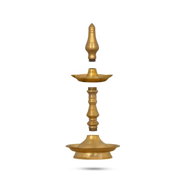 Kerala Lamp - 12 x 5.5 Inches | Brass Nilavilakku  Brass Kuthu Vilakku  Fancy Lamp for Pooja  1.160 Kgs Approx Sale