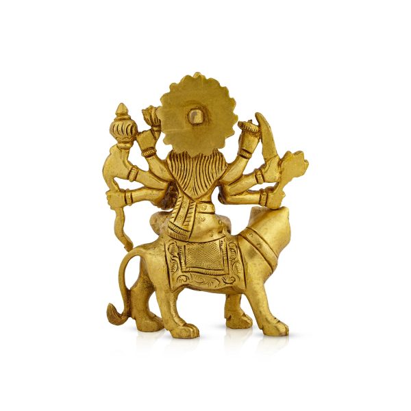 Durga Idol Sitting On Tiger - 4.5 x 3.5 Inches | Antique Brass Idol  Durga Murti for Pooja  490 Gms Approx Discount