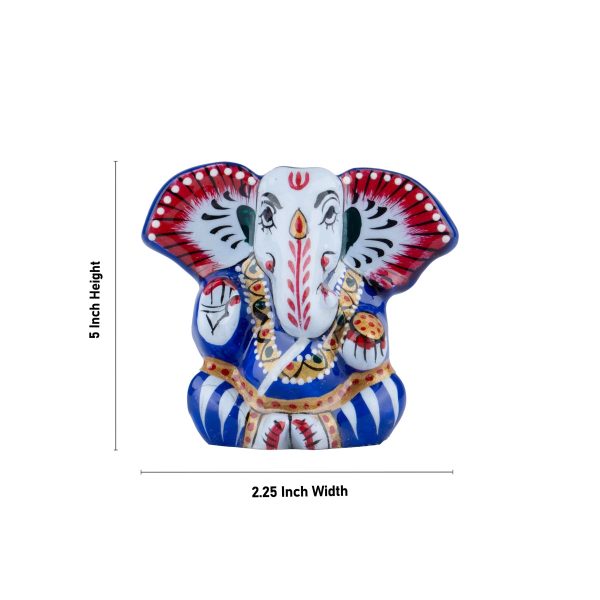 Painted Ganesh Murti - 5 x 2.25 Inches | Aluminium Vinayagar Statue  Big Ear Ganesha Statue for Pooja For Discount