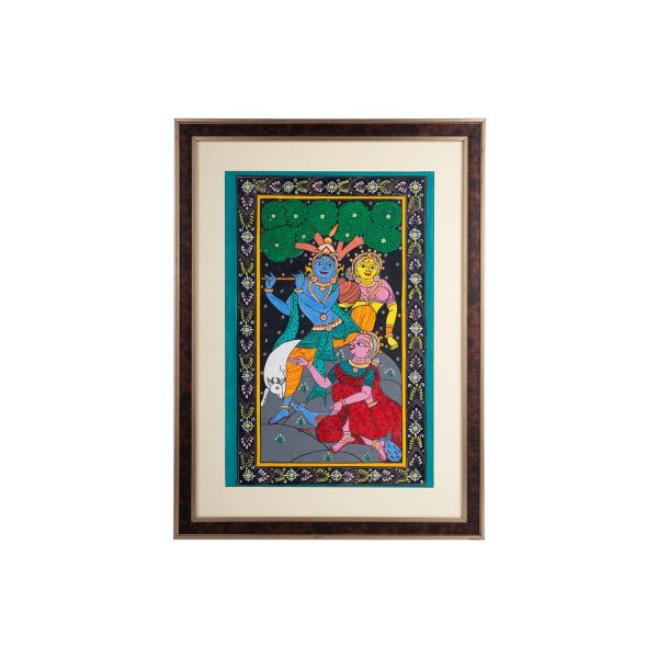 Pattachitra Painting Frame - 23 x 17 Inches | Radha Krishna Hand Painted Frame  Patachitra Painting for Home For Discount