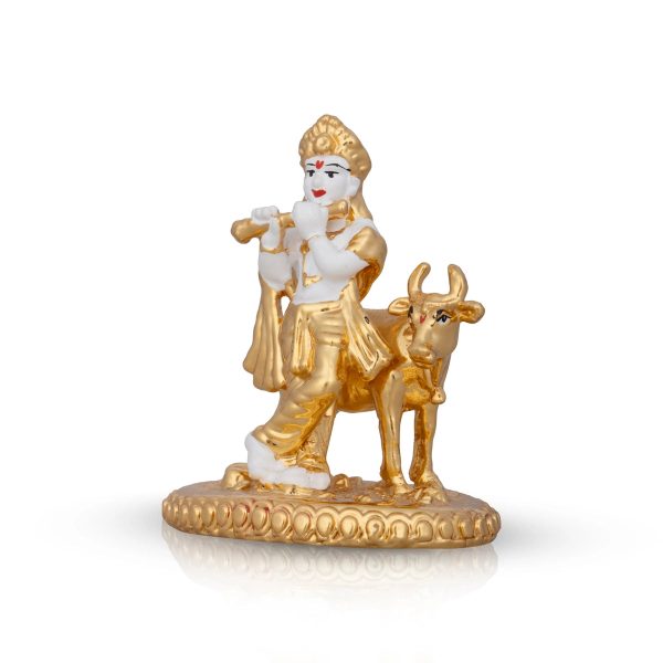 Cow Krishna Murti - 3 x 2.5 Inches | Krishna Statue  Ceramic Sculpture for Pooja  70 Gms Approx Sale