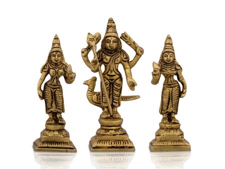 Murugan Valli Deivanai Statue Set - 4 x 1.75 Inches | Antique Brass Idol  Murugan Valli Deivanai Idol for Pooja Fashion