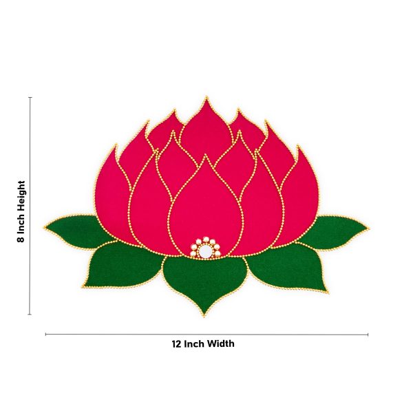 Rangoli Sticker - 8 x 12 Inches | Lotus With Mirror Design Kolam Sticker  Velvet Muggu Sticker for Pooja Decor Online Sale