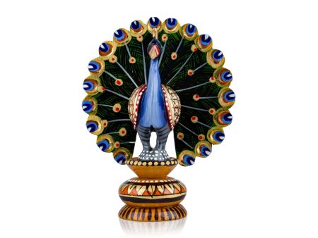 Chatter Peacock Statue - 4 x 3.25 Inches | Painted Peacock Idol  Wooden Statue for Home Decor Online now