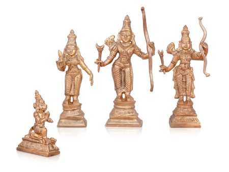 Ram Darbar Murti Set - 4 x 2.5 Inches | Panchaloha Statue  Sita Ram Laxman Hanuman  Ram Darbar Idol For Discount