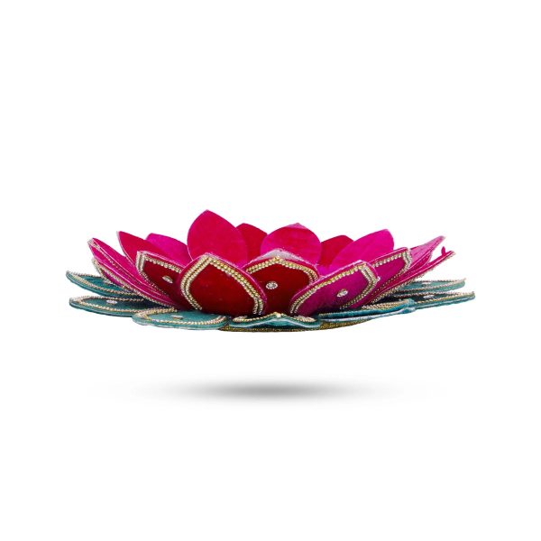 Artificial Flower Deity Stand - 4 x 15 Inches | Velvet & Lotus Design Pooja Aasan  Decorative Lotus Peedam for Deity Cheap