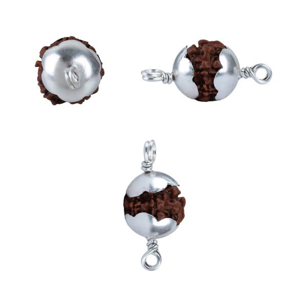 6 Mukhi Rudraksha Bead | Silver Cup Rudraksha  6 Mugam Bead  6 Face Rudraksh Bead for Men and Women For Sale