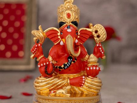 Mukut Ganesh Murti - 4.5 x 3 Inches | Ceramic Sculpture  Vinayaka Statue  Ganpati Idol for Pooja  250 Gms For Cheap