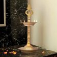 Brass Lamp - 8 x 3.5 Inches | Brass Diya  Karaikudi Pirai Design Vilakku for Pooja  300 Gms Approx Fashion