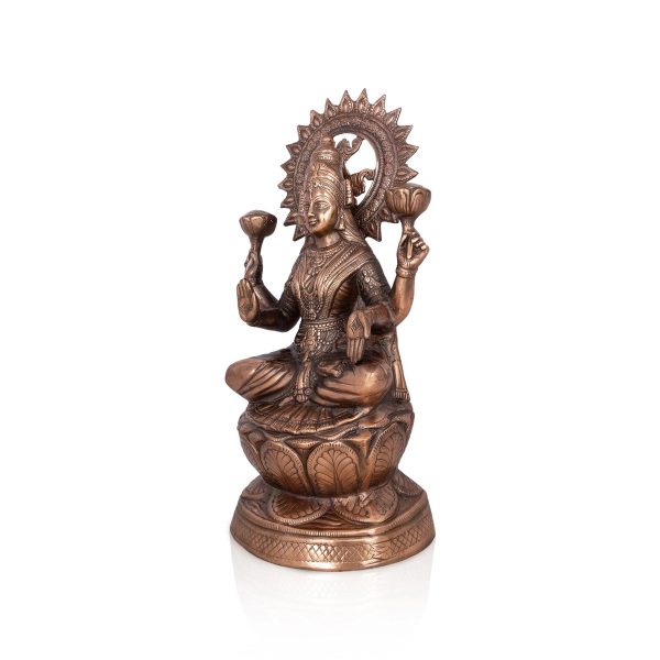 Lakshmi Idol Sitting On Lotus - 24 x 12 Inches | Copper Oxidised Laxmi Idol  Laxmi Murti for Pooja  4.340 Kgs Hot on Sale