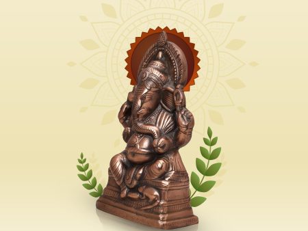 Ganesh Murti - 15 x 8.5 Inches | Copper Oxidised Ganpati Murti  Vinayaka Statue for Pooja  1.520 Kgs Approx For Discount