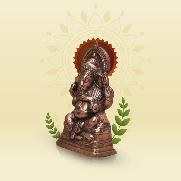 Ganesh Murti - 15 x 8.5 Inches | Copper Oxidised Ganpati Murti  Vinayaka Statue for Pooja  1.520 Kgs Approx For Discount