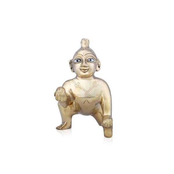 Crawling Krishna Murti - 4 x 4 Inches | Antique Brass Idol  Crawling Krishna Idol for Pooja  400 Gms Approx Discount