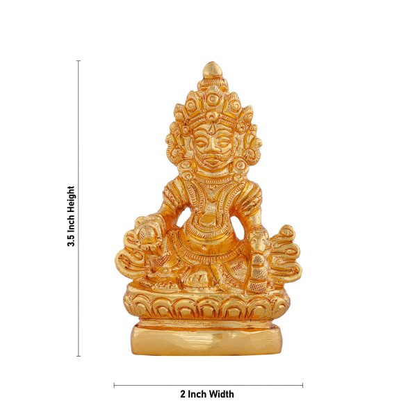 Kuber Statue Sitting On Flower Base - 3.5 x 2 Inches | Gold Polish Kubera Statue  Kuber Murti for Pooja  320 Gms For Discount