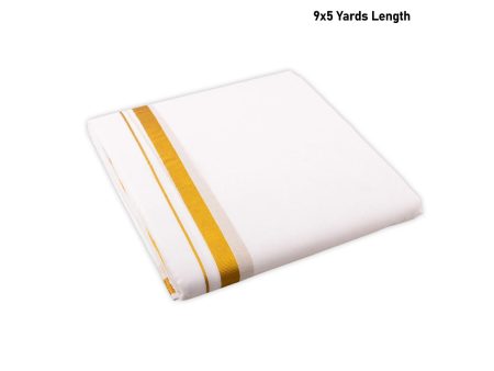 Veshti - 9 x 5 Yards | 30k Jari Border Dhoti  White Vesti for Men Online