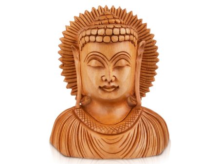 Buddha Bust Statue - 5 x 4.5 Inches | Wooden Statue  Buddha Idol  Buddha Murti for Pooja Discount