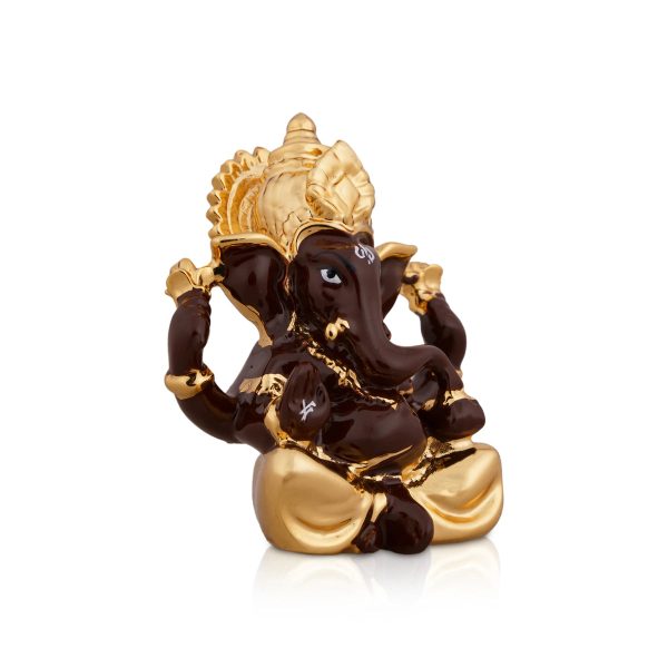 Ganesh Murti - 2.5 x 1.75 Inches | Metal Gold Polish Ganpati Statue  Sitting Ganesh Idol for Pooja Sale