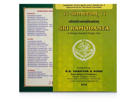 Sri Ramodanta - A Simple Sanskrit Poetry Text - English - Sanskrit | by Pandit L. Anantarama Sastri  Poetry Book Sale