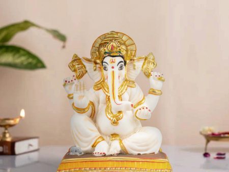 Ganesh Murti - 7 x 5 Inches | Resin Statue  Painted Vinayagar Statue  Ganesha Statue for Pooja Online